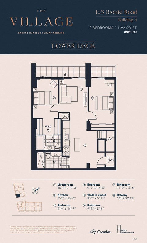 2J_Lower Deck Floor Plan at 125 Bronte Village, Oakville, L6L 0H1